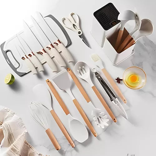 👉 Set de Utensilios de Cocina en Silicona Premium X19 – Antiadherente y Resistente al Calor