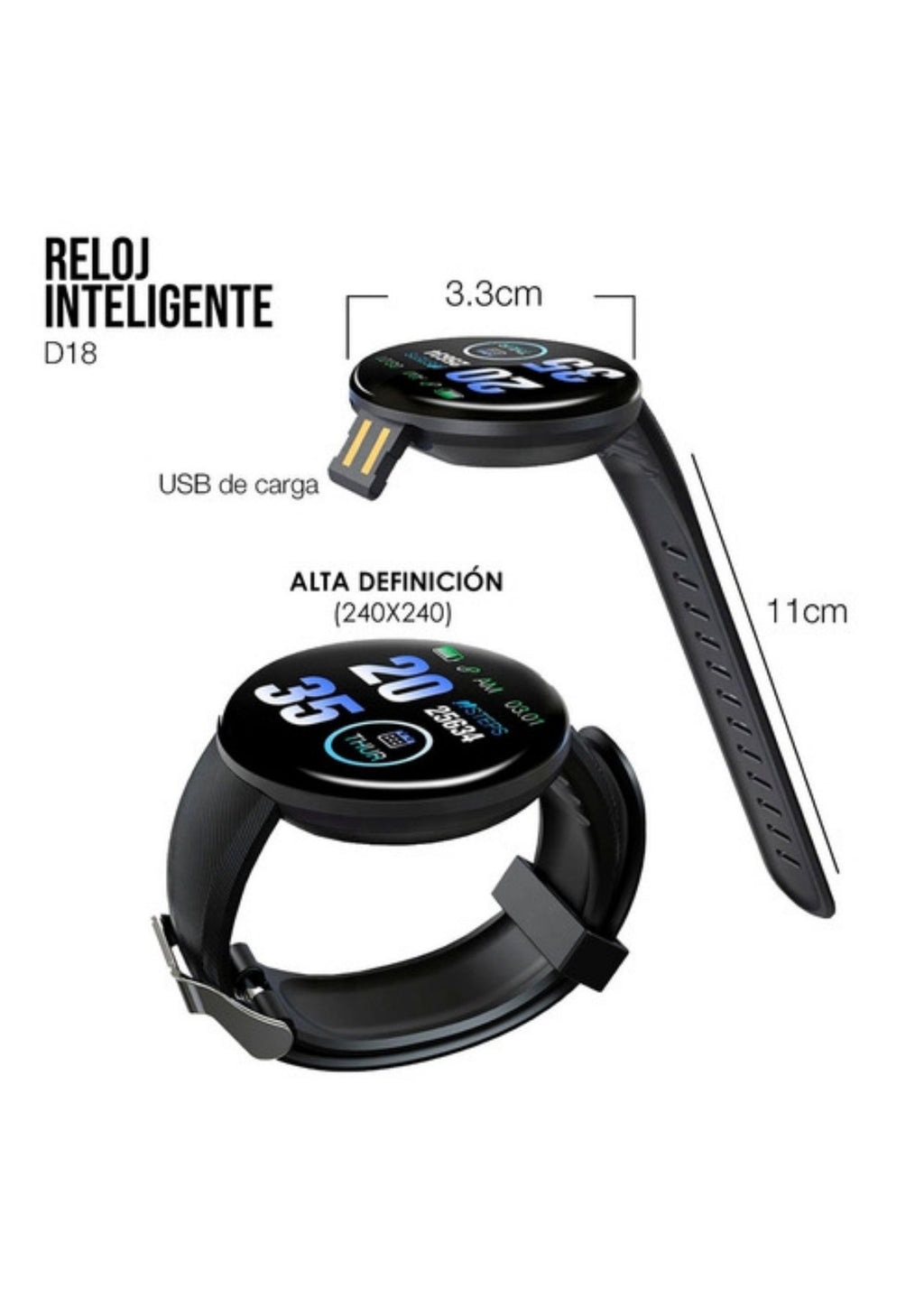 Smartwatch D18 Circular CUALQUIER COLOR