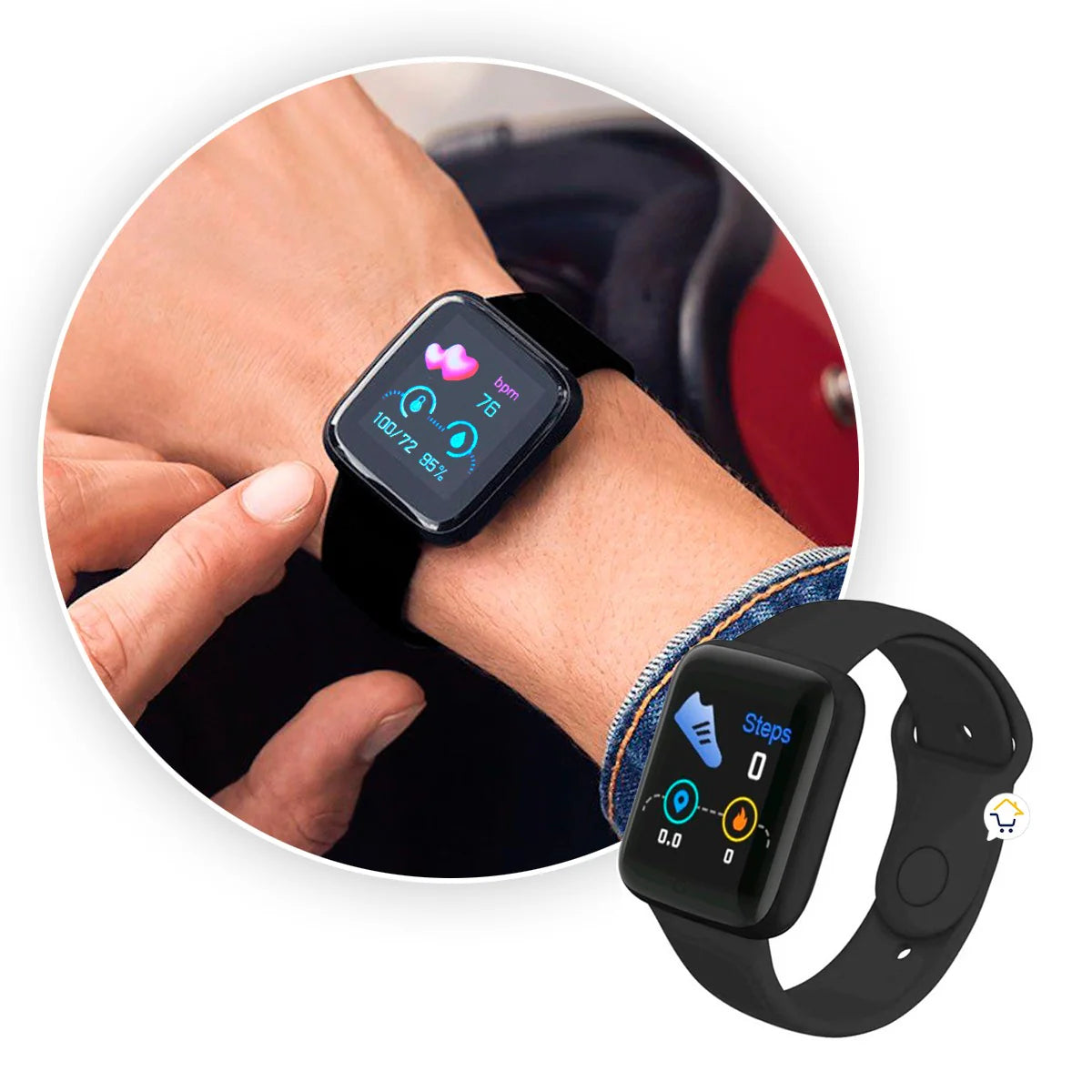 COMBO RELOJ Y68 NEGRO AUDIFONO i12