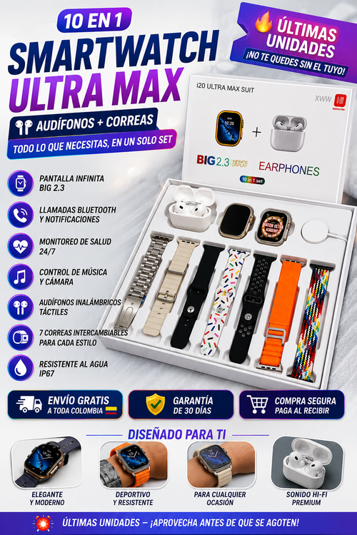 COMBO SMART WATCH RELOJ Y AUDIFONOS I20