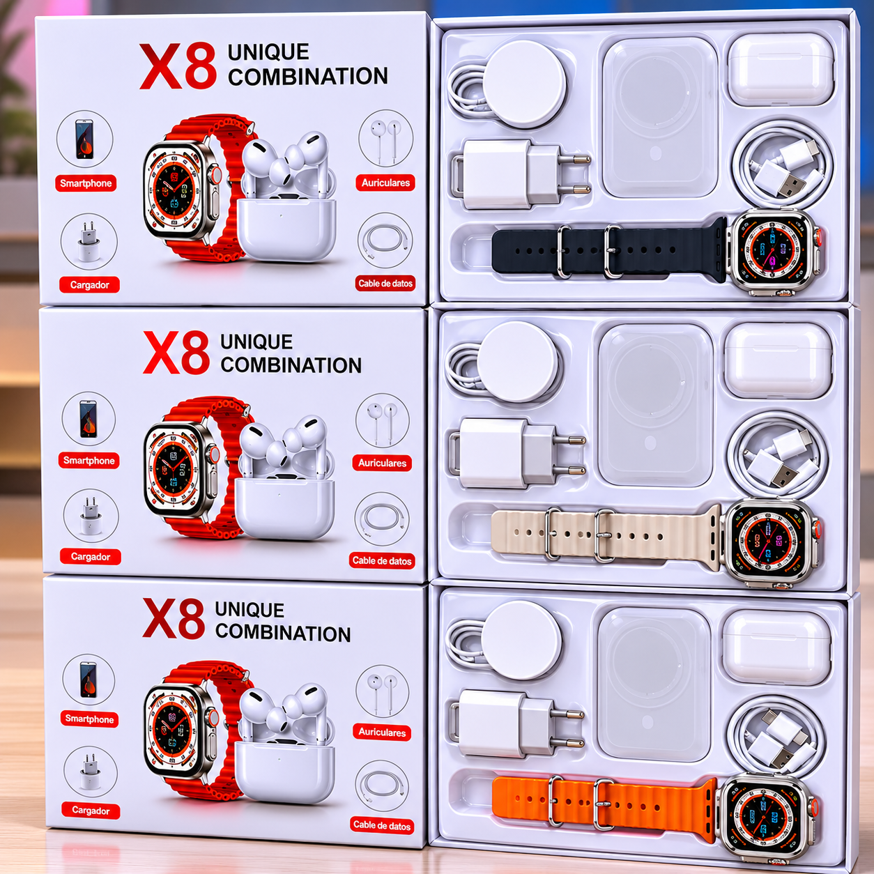 Combo Smartwatch PowerBank Audifonos X8