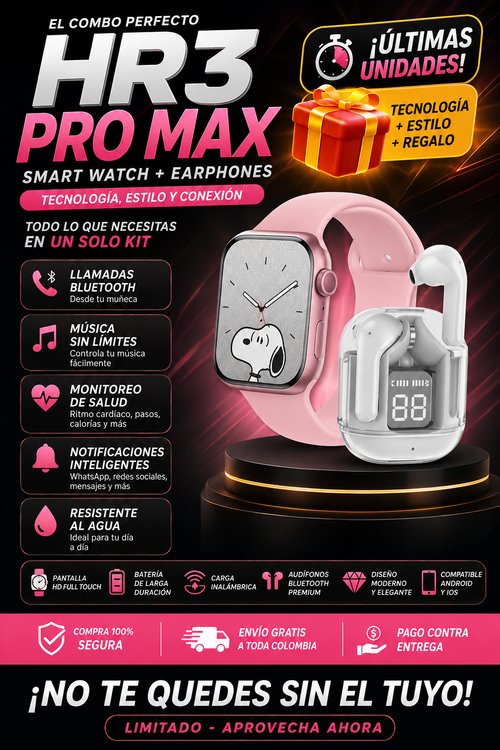 COMBO RELOJ 2 EN 1 HR3 PROMAX DAMA