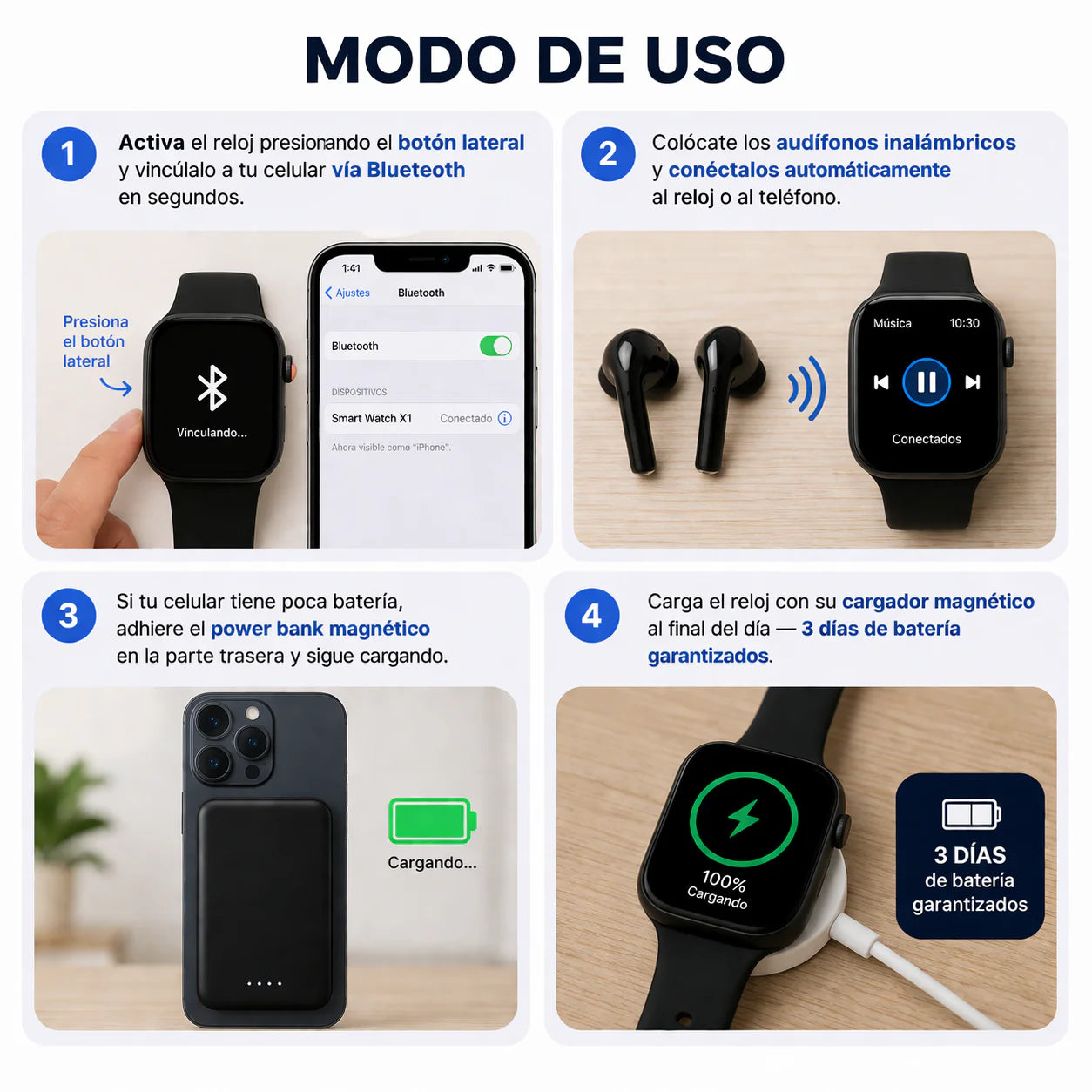 🚀 Pack Reloj T80 Inteligente + Audífonos Inalámbricos - ENVIO GRATIS - PAGAMENTO CONTRA ENTREGA