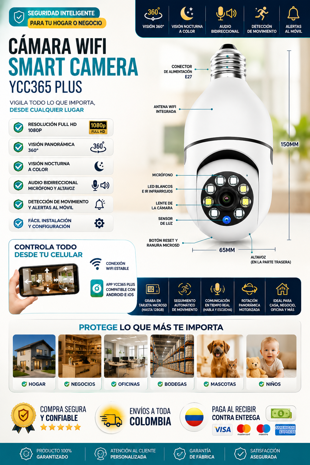 Cámara IP 360° WiFi Smart Camera YCC 365