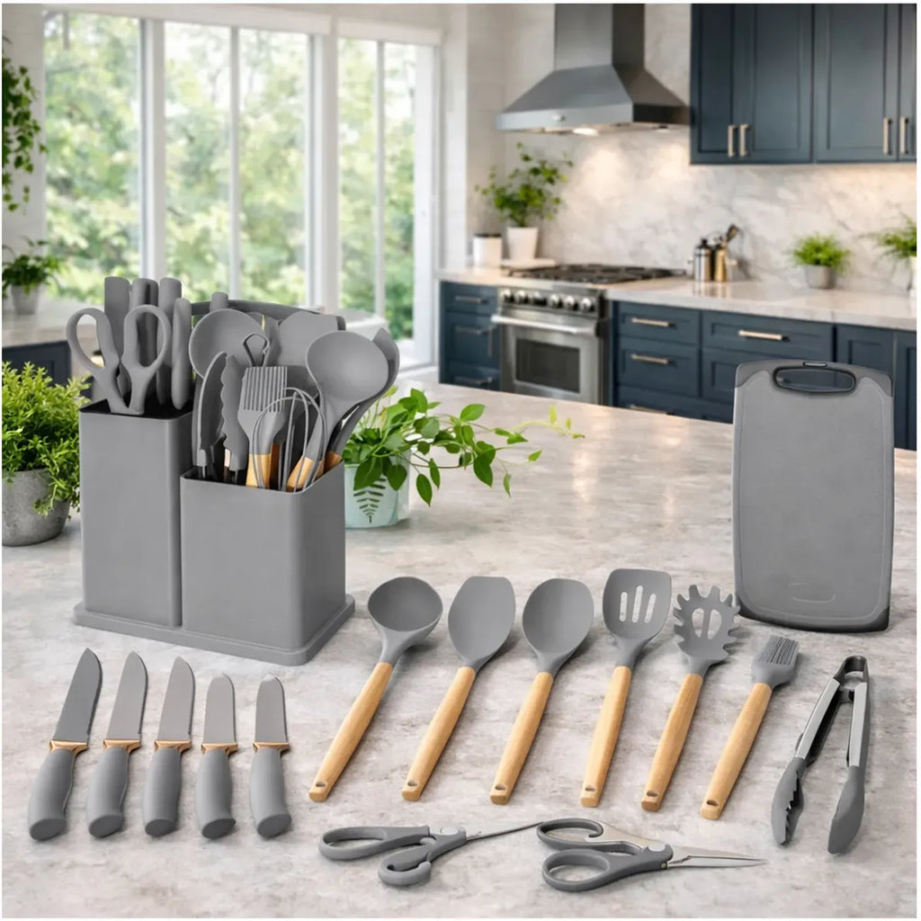 👉 Set de Utensilios de Cocina en Silicona Premium X19 – Antiadherente y Resistente al Calor